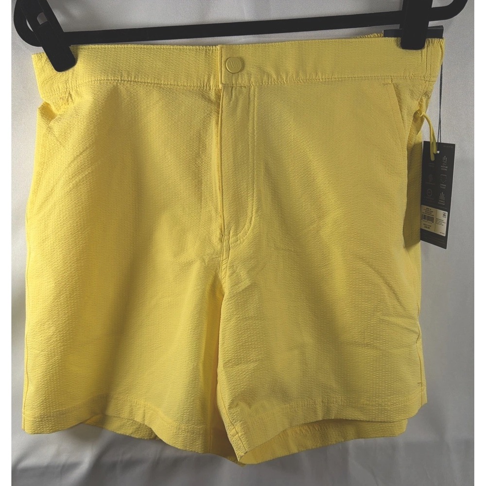 VRST Men's Small  6" Resort Short, MAX251107SR Color Yellow Seersucker Swim